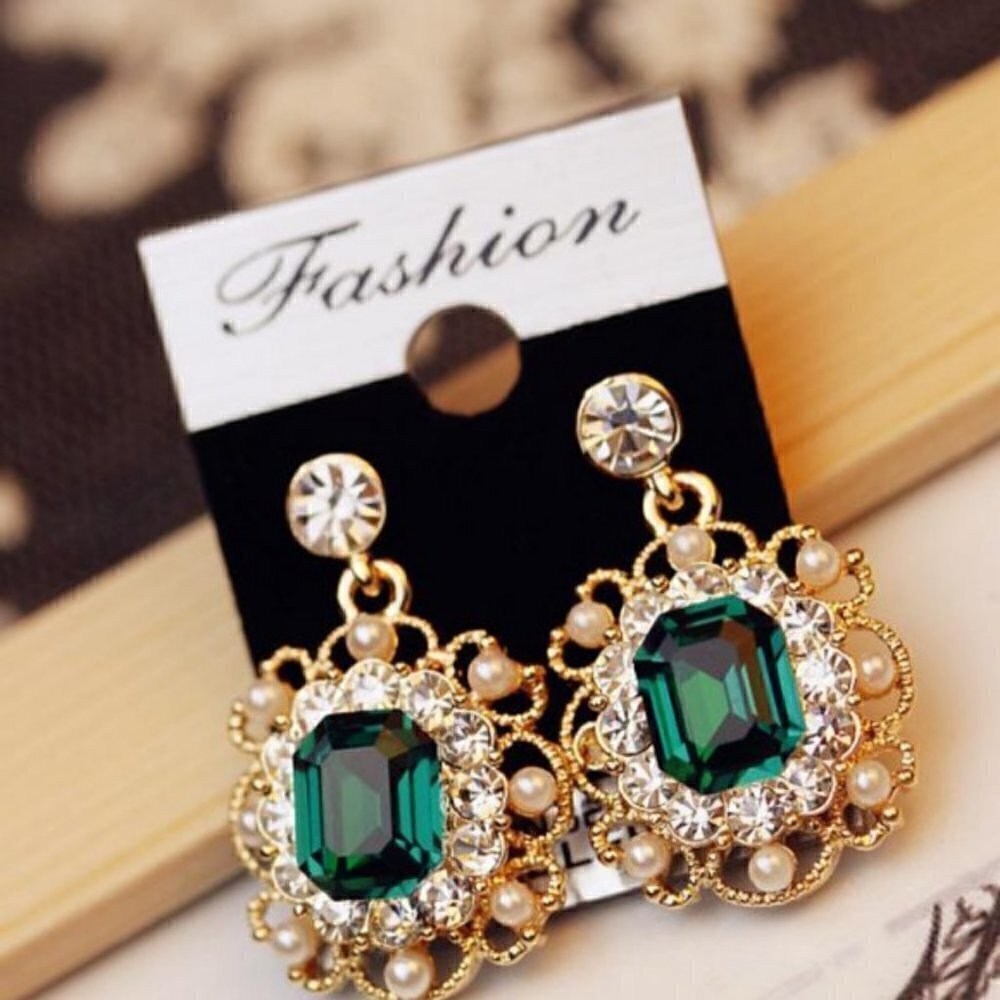 Crystal small Jewelry Pearls Square Earrings